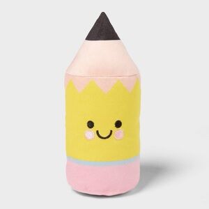 Smiling Pencil Plush Toy - Yellow and Pink